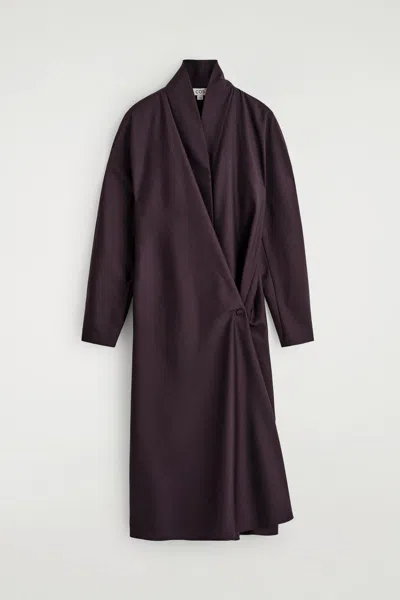Cos Shawl-collar Wool Wrap Dress In Purple