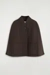 Cos Shawl-collar Double-faced Wool Cape In Brown