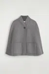 Cos Shawl-collar Double-faced Wool Cape In Gray