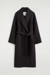 Cos Shawl-collar Double-faced Wool Long Coat In Brown