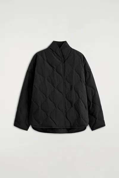 Cos Shawl-collar Quilted Jacket In Black