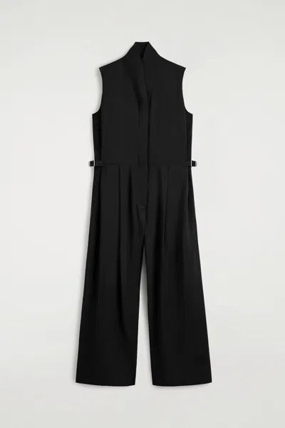 Cos Shawl-collar Utility Jumpsuit In Black