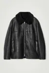 Cos Shearling Flight Jacket In Black