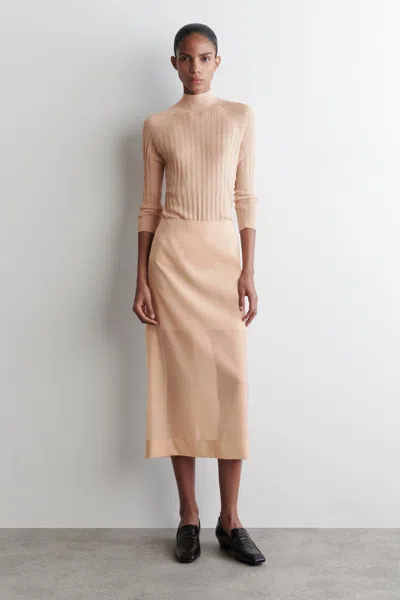 Cos Sheer Column Skirt In Sand
