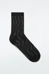 Cos Sheer Distorted-stripe Socks In Black