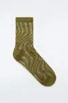 Cos Sheer Distorted-stripe Socks In Green