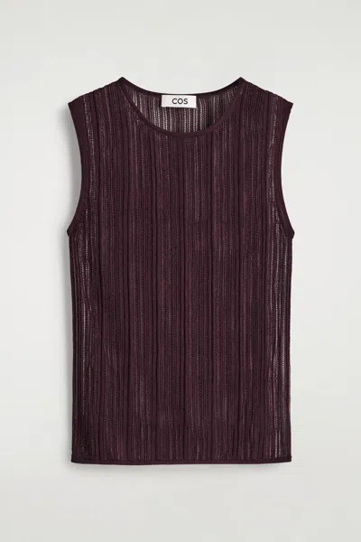 Cos Sheer Lace-knit Tank Top In Brown