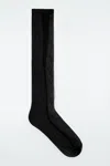 Cos Sheer-panel Knee-high Socks In Black