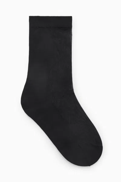 Cos Sheer-panel Socks In Black