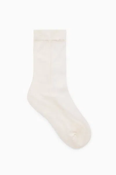 Cos Sheer-panel Socks In White