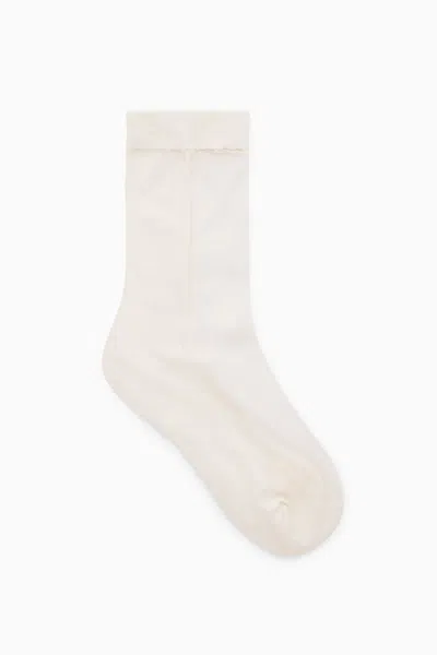 Cos Sheer-panel Socks In Neutral