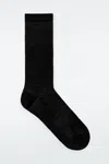 Cos Sheer Ribbed Wool Socks In Black