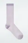 Cos Sheer Ribbed Wool Socks In Purple