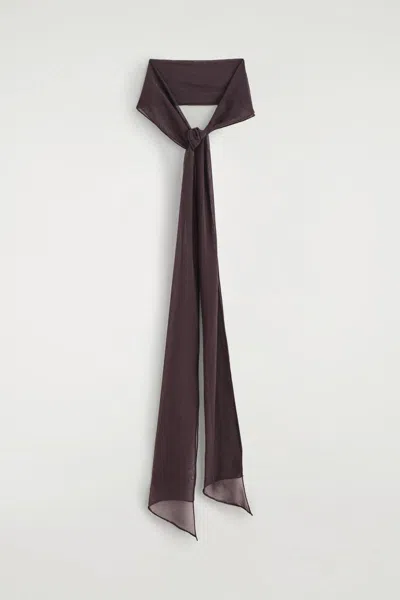 Cos Sheer Silk Scarf In Marron