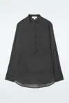 Cos Sheer Silk Tuxedo Shirt In Black