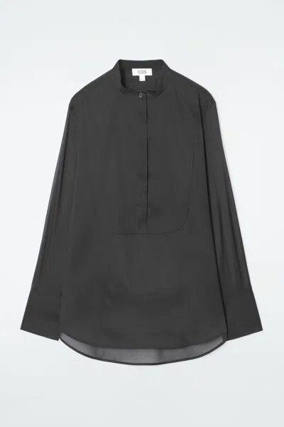 Cos Sheer Silk Tuxedo Shirt In Black