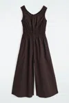 Cos Shirred Cotton Jumpsuit In Marrone