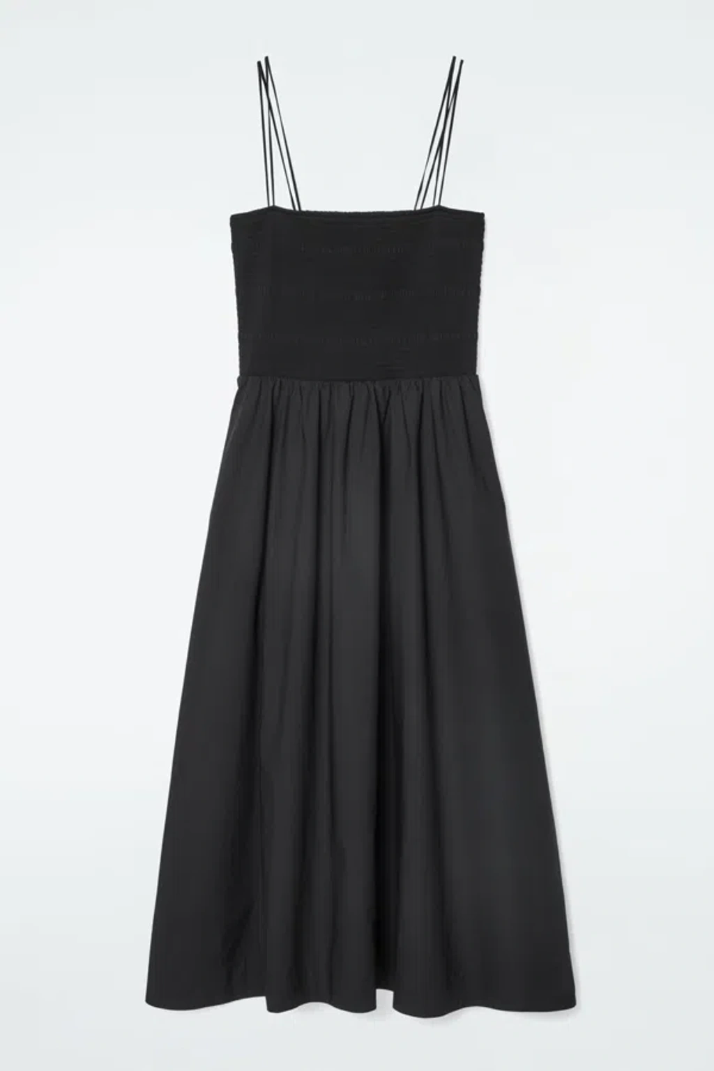 Cos Shirred Midi Dress In Black | ModeSens