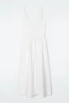 Cos Shirred Midi Dress In White