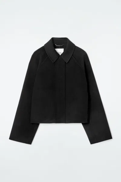 Cos Short Double-faced Wool Jacket In Black