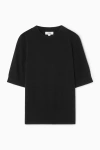 Cos Short-sleeve Knitted T-shirt In Black