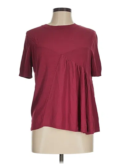 Pre-owned Cos Short Sleeve Top Burgundy Scoop Neck Tops