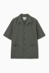 Cos Short-sleeved Cotton-seersucker Shirt In Green