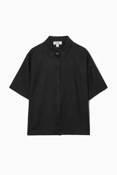 Cos Short-sleeved Linen Shirt In Black