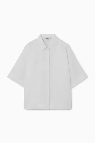 Cos Short-sleeved Linen Shirt In White