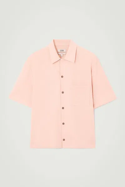 Cos Short-sleeved Seersucker Shirt In Pink
