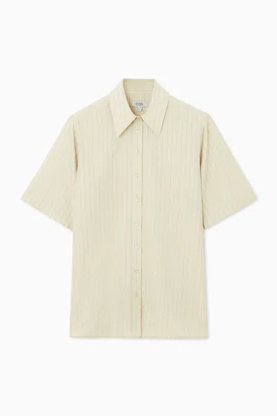 Cos Short-sleeved Tunic Shirt In Beige