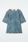 Cos Short-sleeved Washed-denim Top In Blue