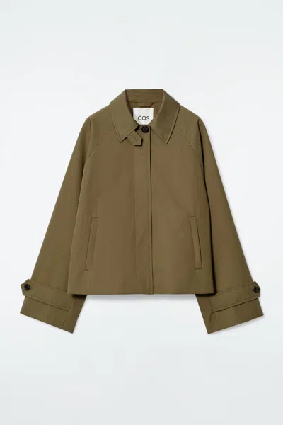 Cos Short Twill Trench Coat In Beige