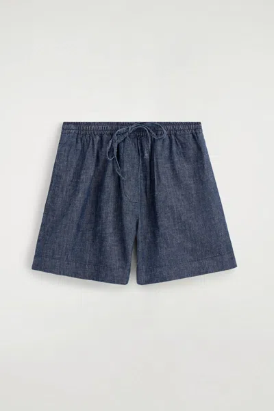 Cos Shorts In Denim Con Coulisse In Blue