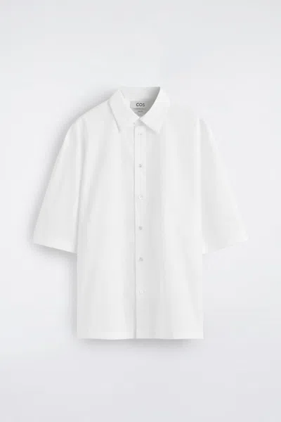 Cos Short-sleeved Cotton Shirt In White