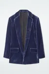 Cos Silk-blend Velvet Blazer In Blue