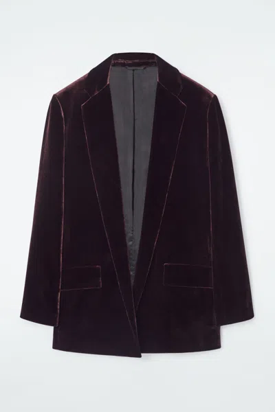 Cos Silk-blend Velvet Blazer In Brown
