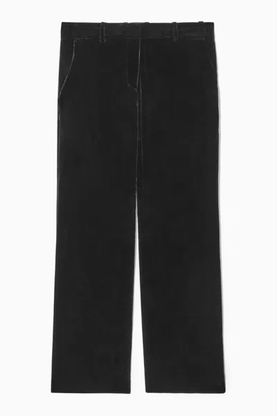Cos Silk-blend Velvet Straight-leg Trousers In Black