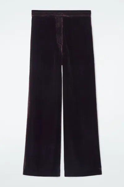 Cos Silk-blend Velvet Trousers In Brown