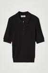 Cos Silk-cotton Zip-up Polo Shirt In Brown