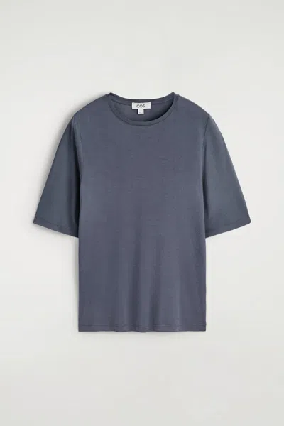 Cos T-shirt In Jersey Di Seta In Blue