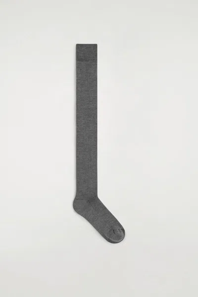 Cos Silk Knee Socks In Gray