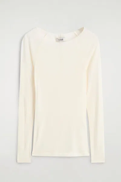 Cos Silk Long-sleveled Top In White