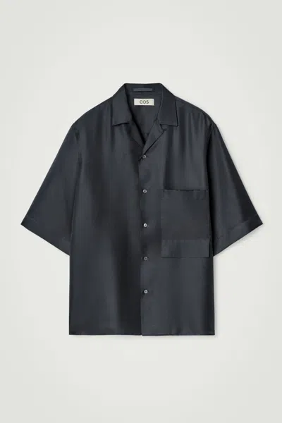 Cos The Silk Resort Shirt In Grey
