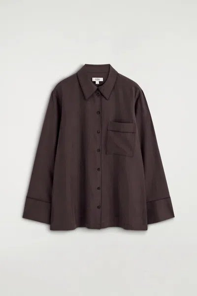 Cos Silk Shirt In Brown