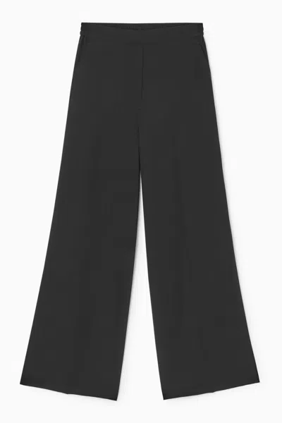 Cos Silk Wide-leg Pants In Black