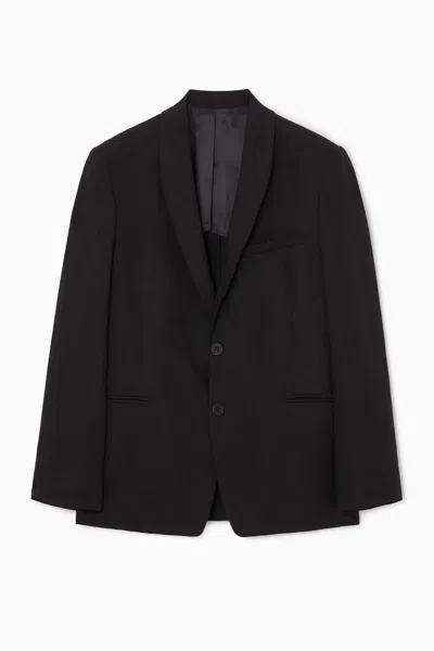 Cos Single-breasted Linen Blazer In Black