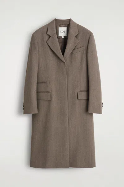 Cos Cappotto Monopetto In Misto Lana In Brown