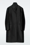 Cos Single-breasted Wool-satin Coat In Black