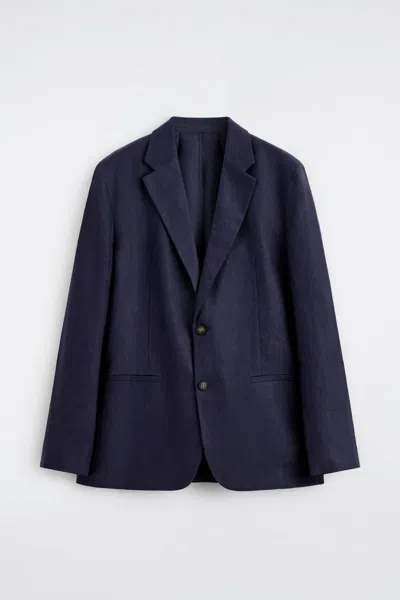 Cos Blazer Monopetto In Lino In Blue